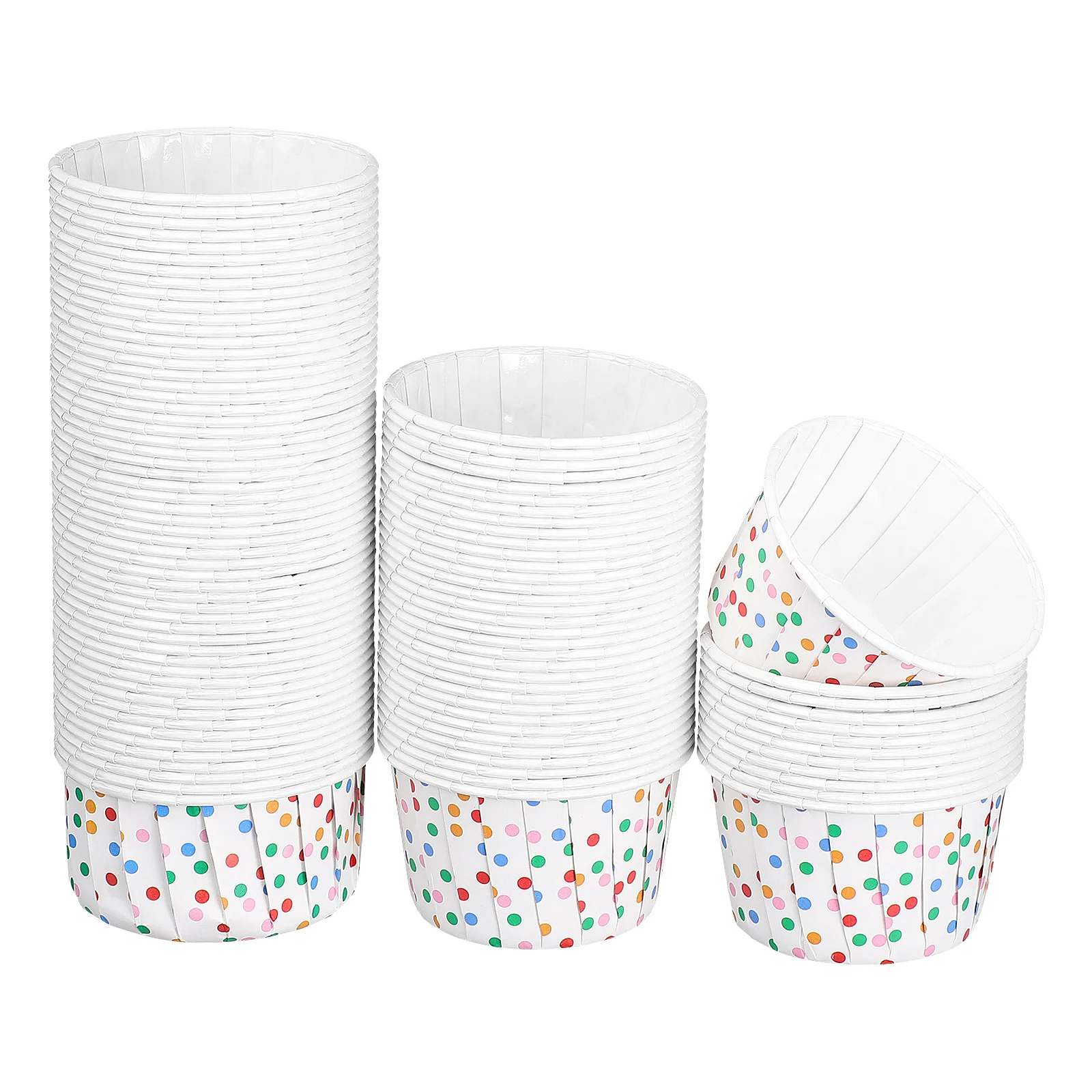 

100 Pcs Disposable Paper Cake Cups Mini Dessert Containers for Ice Cream Sundae Snacks Oiled Curled Cup Party Favors
