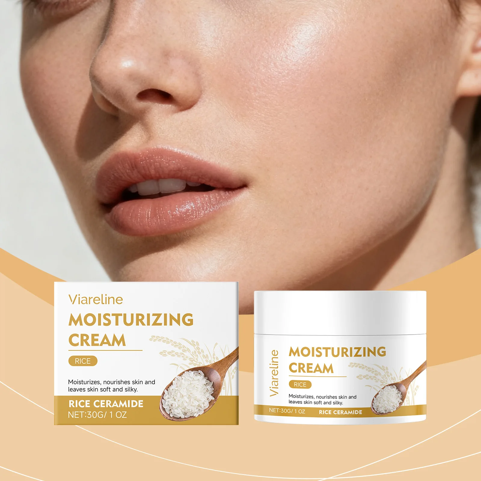 OCEAURA Rice Bran Facial Moisturize Cream Firm Relieve Dryness Repair Damage Brighten Luster Exfoliate Wh-Iten Facial Care Cream