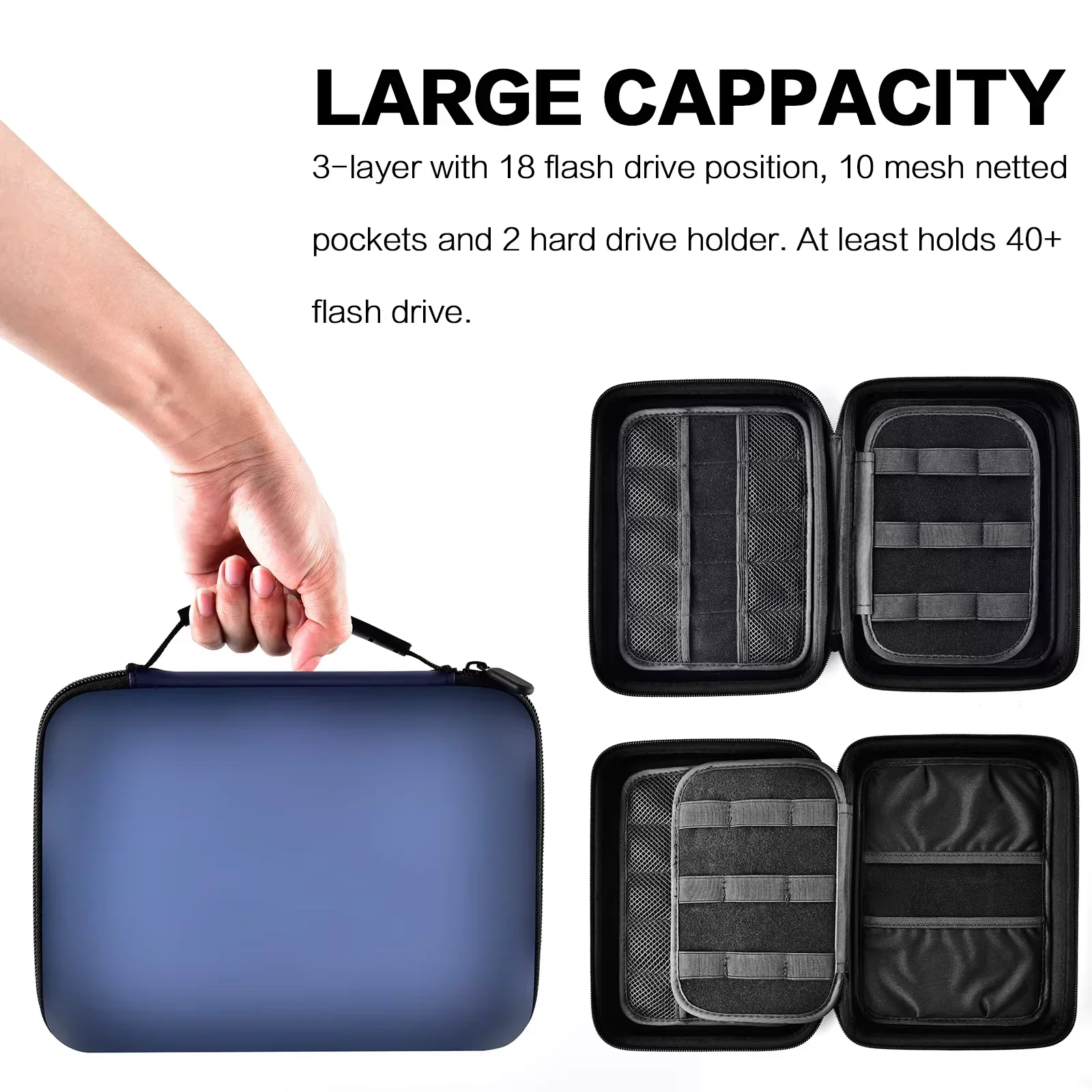 (Case Only) USB Flash Drive Case - Thumb Drive Holder Organizer, Memory Card SD SDXC SDHC Card Storage Bag