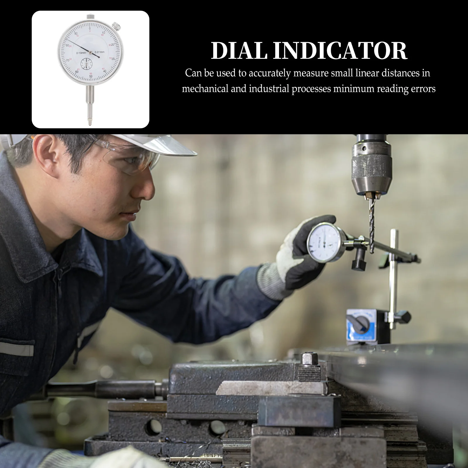 

1Pcs Mechanical Dial Indicator Pointer Gauge Range 0-10Mm High Precision Stainless Steel Industrial Linear Distance Tester