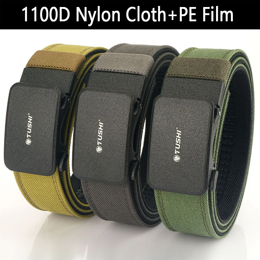 TUSHI Nieuwe Harde Militaire Riem voor Mannen Metalen Automatische Gesp IPSC Gun Riem 1100D Nylon Tactische Riem Outdoor Sport Gordel Mannelijke