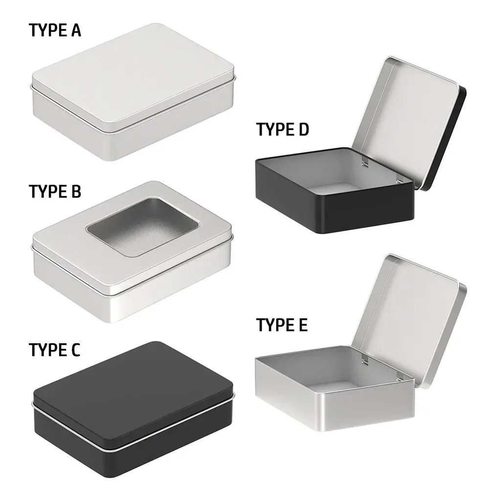 Metal Rectangle Silver Black Game Cards Storage Box Trading Card Case Empty Tinplate Box For Storage Money Coin Candy Key Tarot