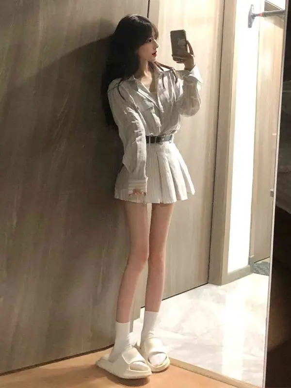 Koreanischer Sle Sweet And Spicy Polka Dot irt Dr Damenrock Frühling Herbst Saison A-Linie Silhouette Long Sve