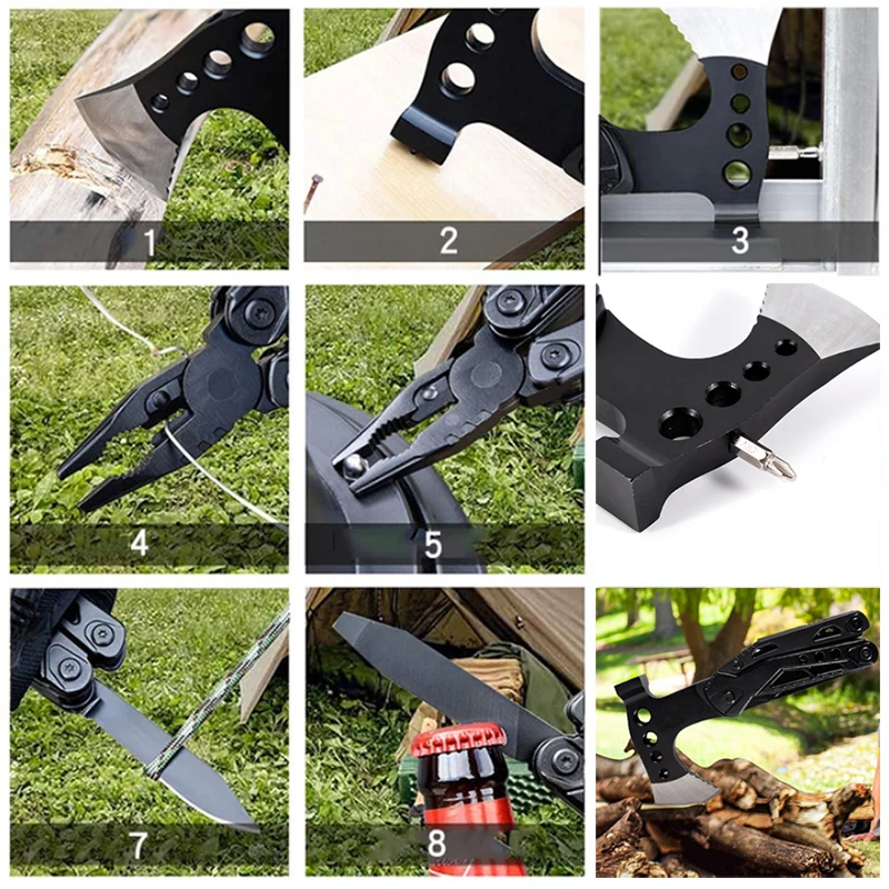 Multifunctional Tool Multitool Axe Stainless Steel Outdoor Survival Wire Cutter Camping Knife Wrench Hand Tools with Screwdriver