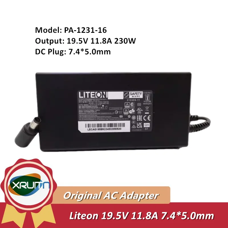 

Оригинальное зарядное устройство переменного тока LITEON PA-1231-16 230 Вт 19,5 В 11,8 А для XIAOMI REDMI G 2021 R7, оригинальное зарядное устройство для ноутбука