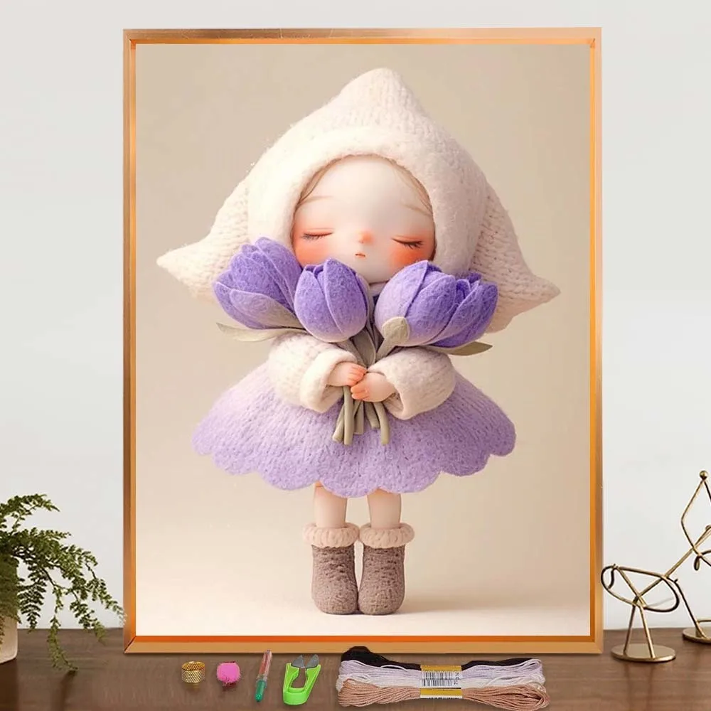

Stitches Practice Kit Embroidery For Beginners Flowers Kids Embroidery Starter Kit Cartoon Full Printed Cross Stitch Sets