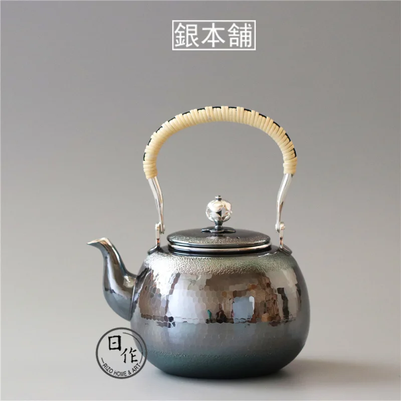 

Japanese Yinben Shop Cloisonne Silver-Plated Pot Soup Boiling Teapot Tea Kettle Lifting Handle Tea Set