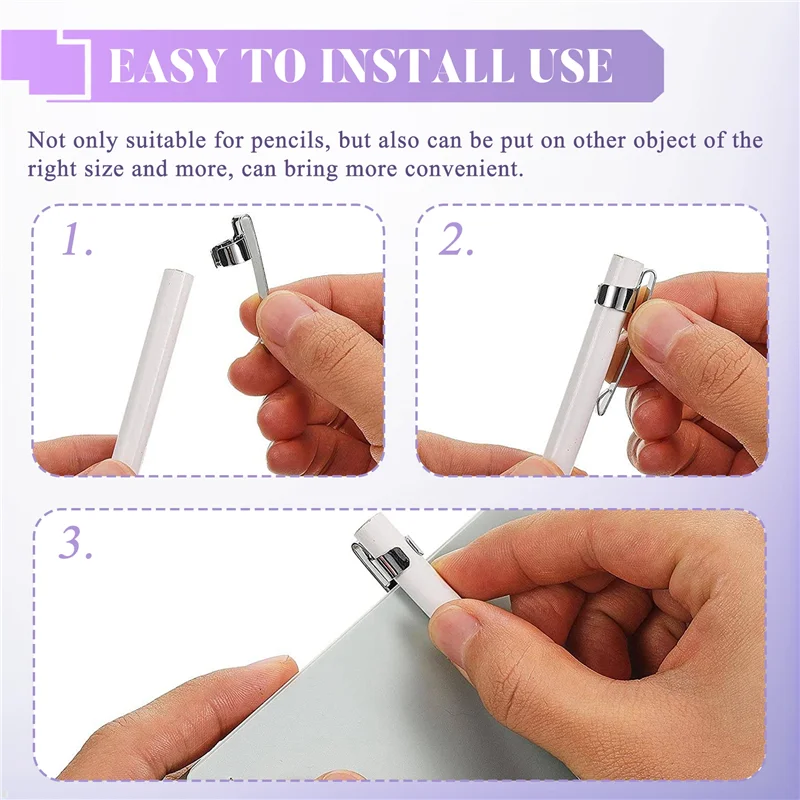A42Z-Metal Pencil Clips Slide On Pencil Pocket Clips Snap In, Pencil Holder Clip Metal Hangable Portable Pencil Clips, 60 Pcs