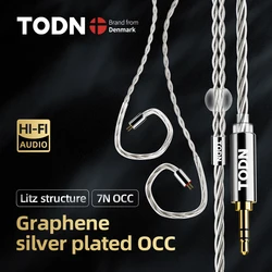 TODN HiFi-Audio-Kopfhörerkabel, 4-adriges Graphen, versilbert, OCC-Da-Kabel, MMCX, 2-polig, 4,4 mm, 3,5 mm, Aux-Buchse, Litz-Koaxialstruktur