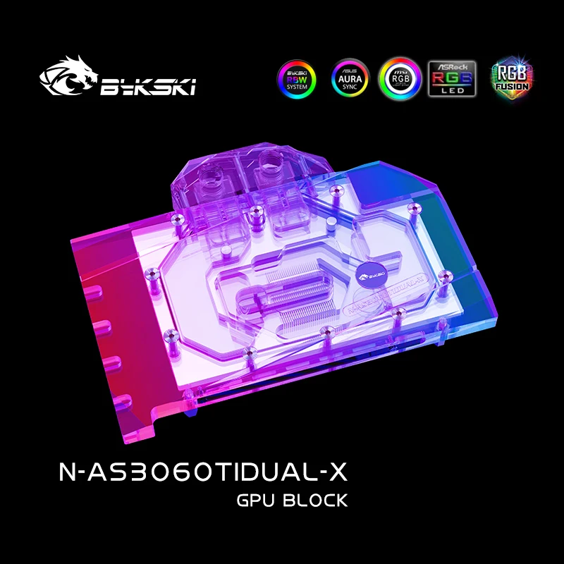 Imagem -06 - Bykski Gpu Bloco para Asus Dual Rtx3060ti O8g Placa Gráfica de Vídeo Água Coolling com Backplane Copper Radiator N-as3060tidual-x