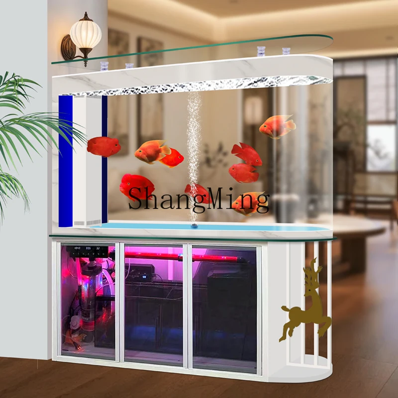 

SM new simple bottom filter bubble stone glass fish tank self-circulation water-free fish tank