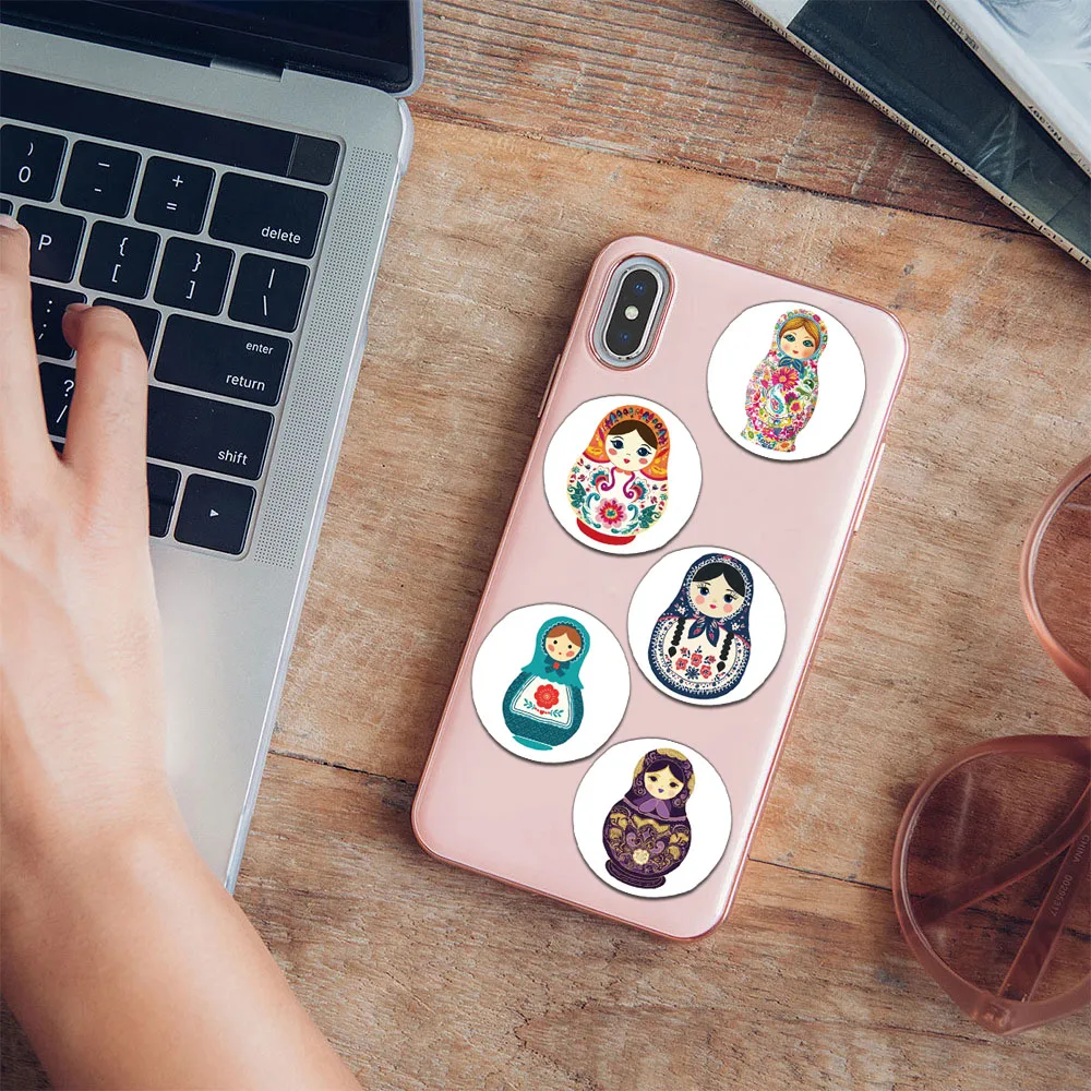 500 قطعة من ملصقات لفة الدمية الروسية الإبداعية، حافظات هواتف تزلج مزخرفة، أكواب مياه، دفتر ملصقات شخصية ذاتية الصنع