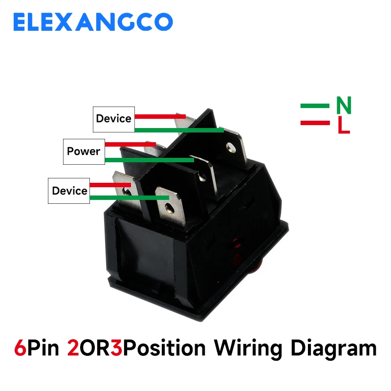 5Pcs KCD4 Series Rocker Switch 2/3 Position 4 Pins / 6 Pins Electrical Equipment With Lamp Power Switch 16A 250VAC/ 20A 125VAC