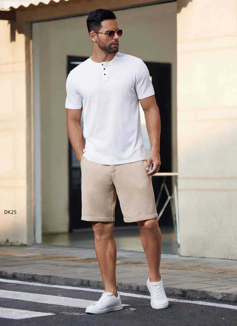 Men's  - Slim Fit Knee Length Casual Shorts with Button Closure Lightweight Summer Shorts for Business Casual