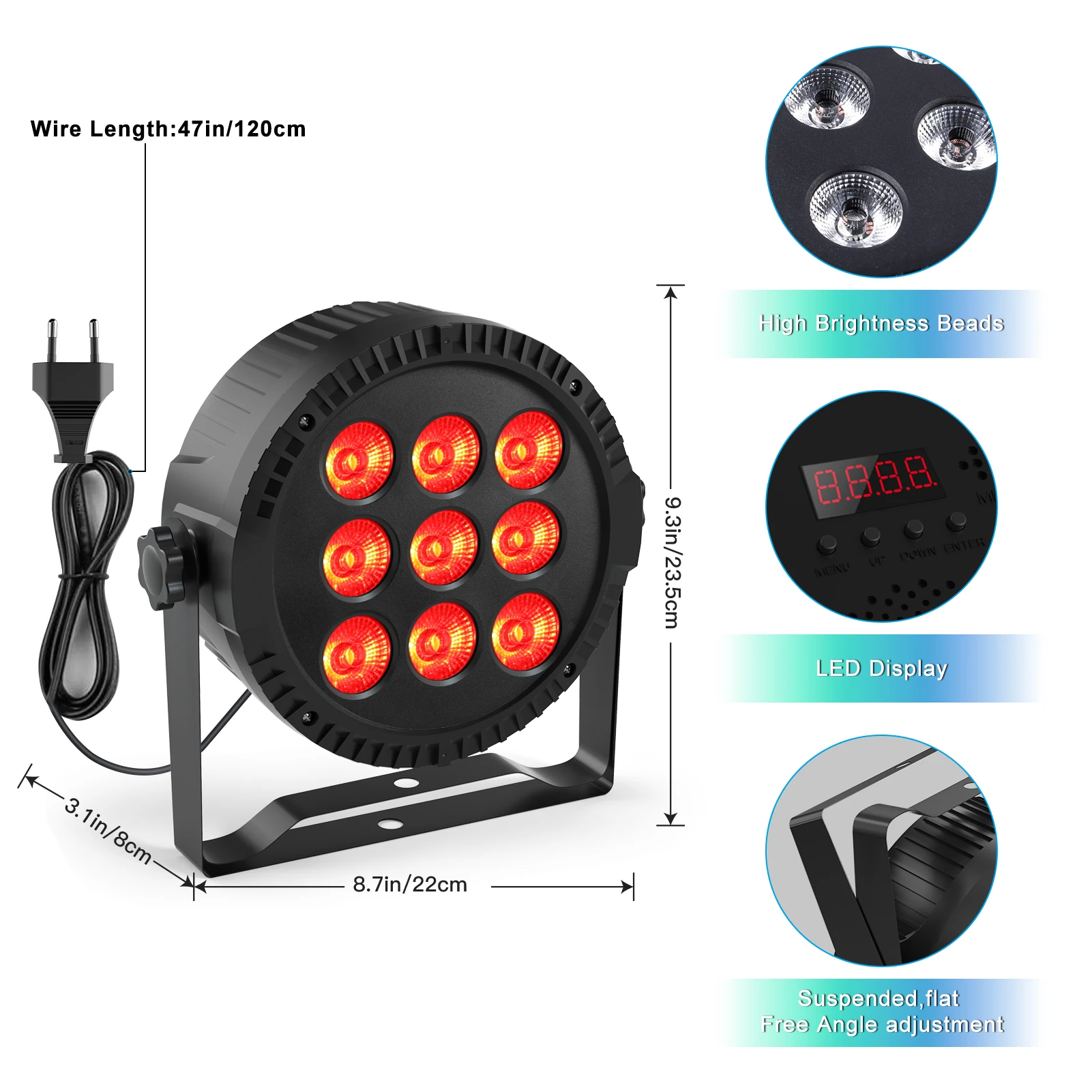 Datewink 4Pcs 54W 9LEDs Par Lights RGBW Stage Lighting Effect DMX With Remote Control For DJ Disco Wedding Bar KTV Party Karaoke
