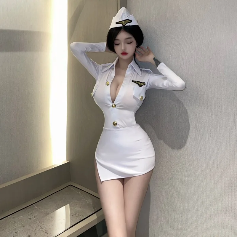 Sexual Night Uniform Set Seductive Flight Attendant Outfit Sexy Costume Women  Porno Dessous  Sexy Skirt  Cosplay Anime Lingerie