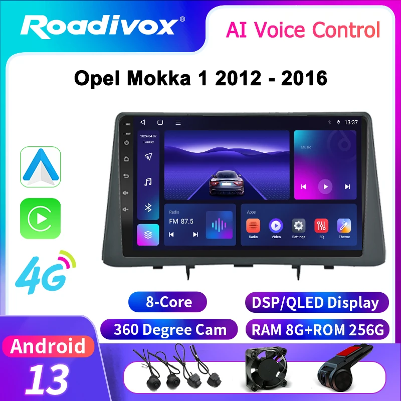 roadivox Android car radio for Opel Mokka 1 2012 2016 GPS Navigation video stereo screen Multimedia Player tape recorder