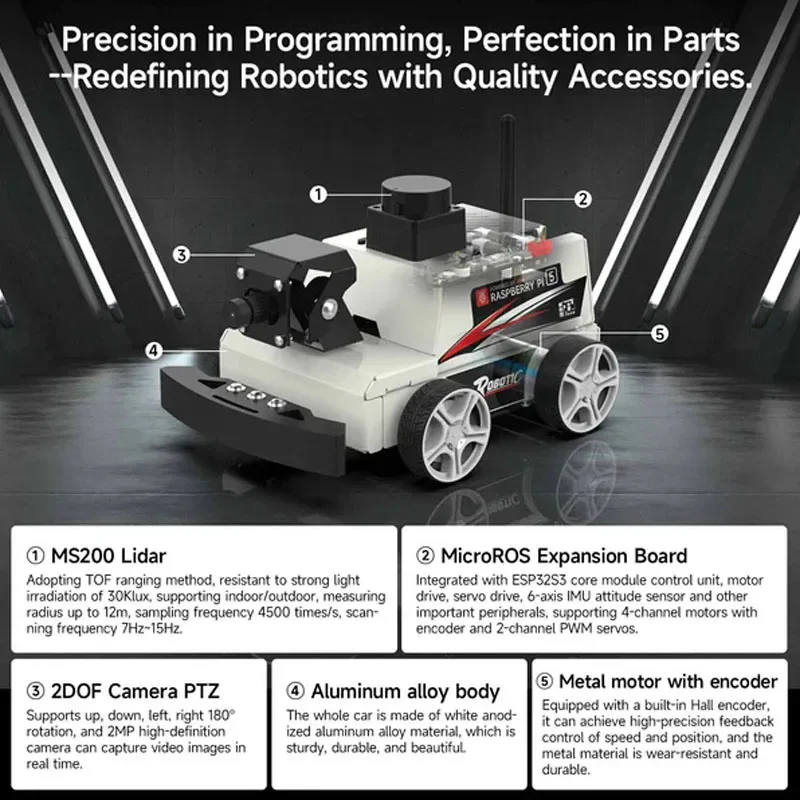 Imagem -02 - Carro Robô para Raspberry pi Ros2-huawei Mais Python3 Microros-pi5 Ros2