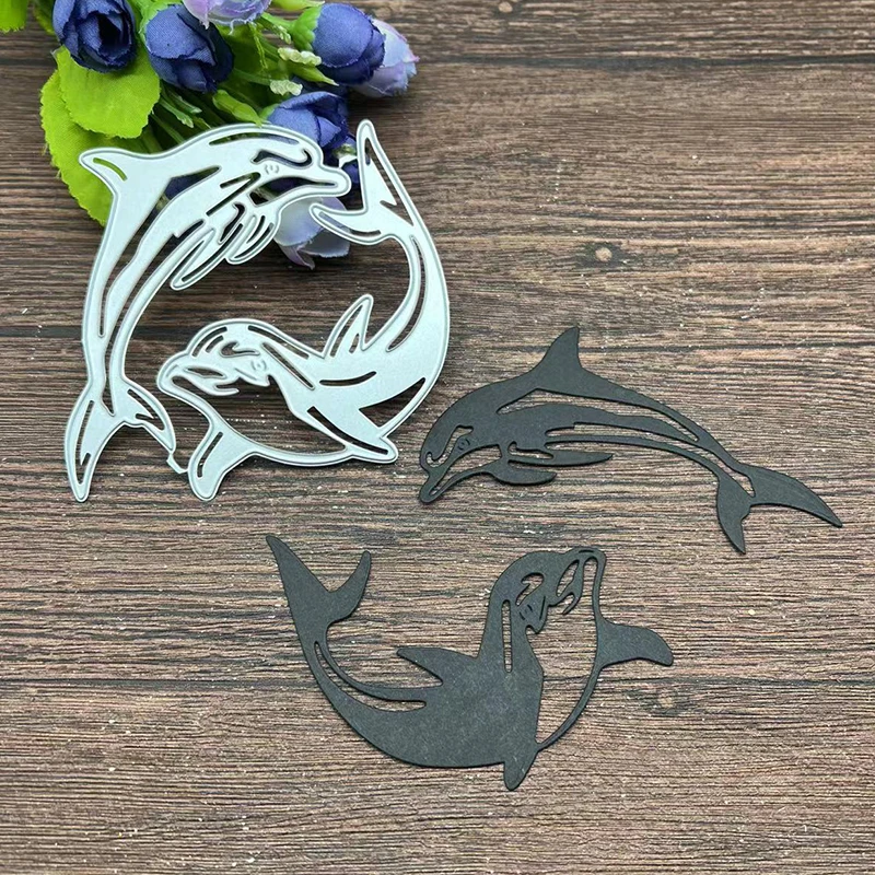 New Dolphins Frame Metal Cutting Dies Stencils For DIY Scrapbooking Decorative Embossing Handcraft Template