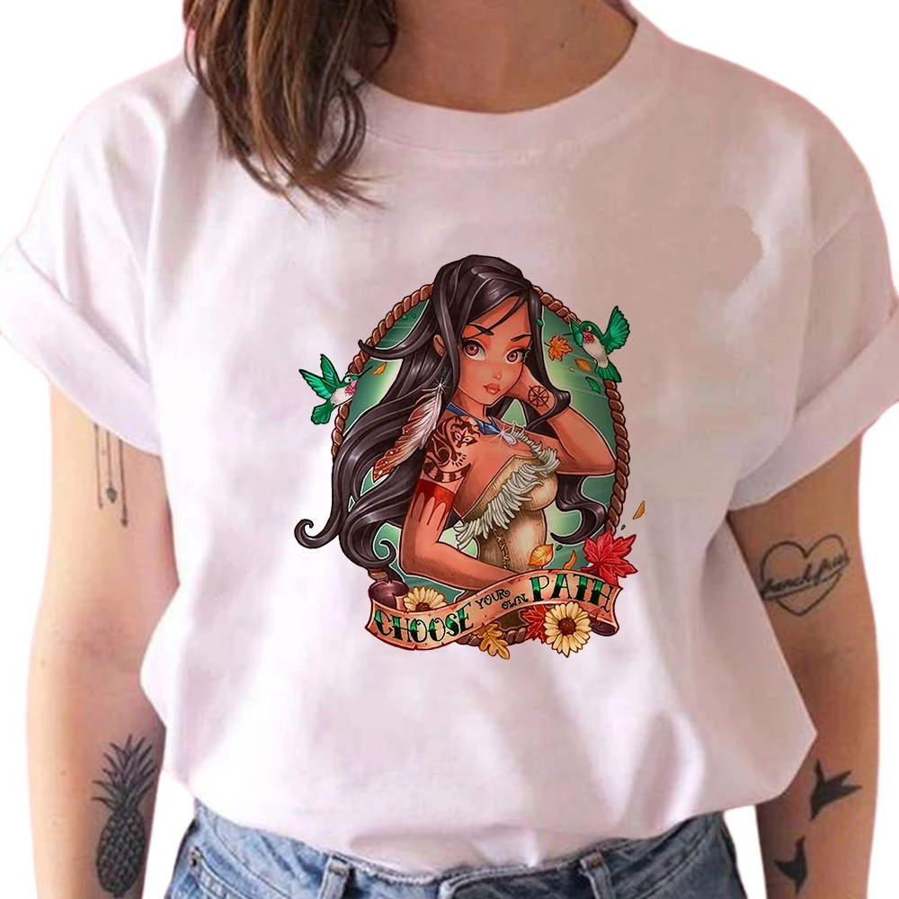 Disney Cartoon Prinzessin Frauen Tops Kurzarm Mädchen Shirts Mode Damen Blusen 2024 Sommer Harajuku