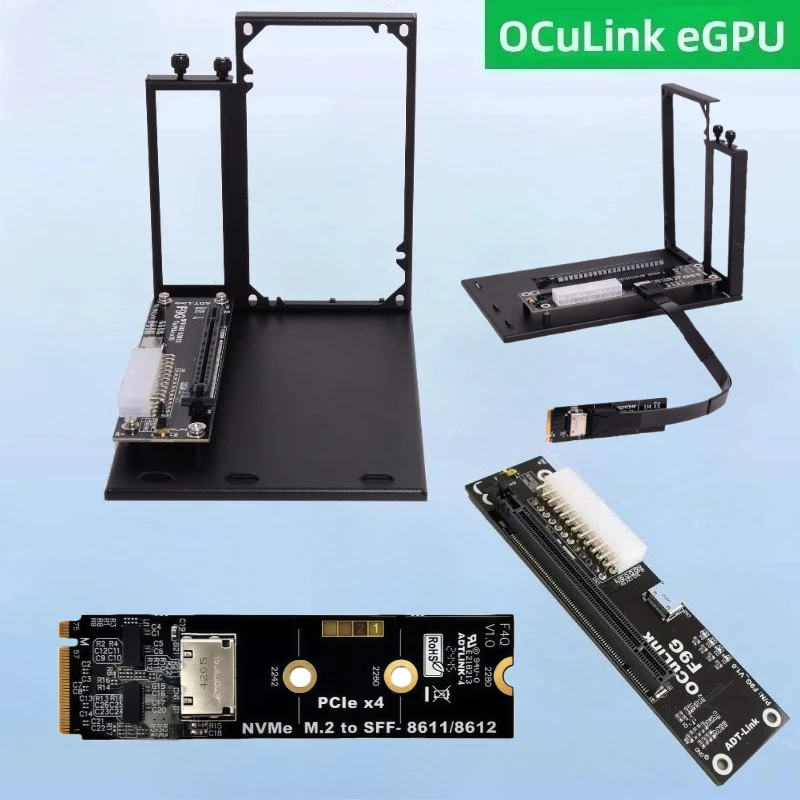 EGPU OCuLink Docking PCIe 4.0 X4 Speed External Video Graphics Card GPU Dock White Stand for PC Notebook Laptops M.2 Adapter ATX