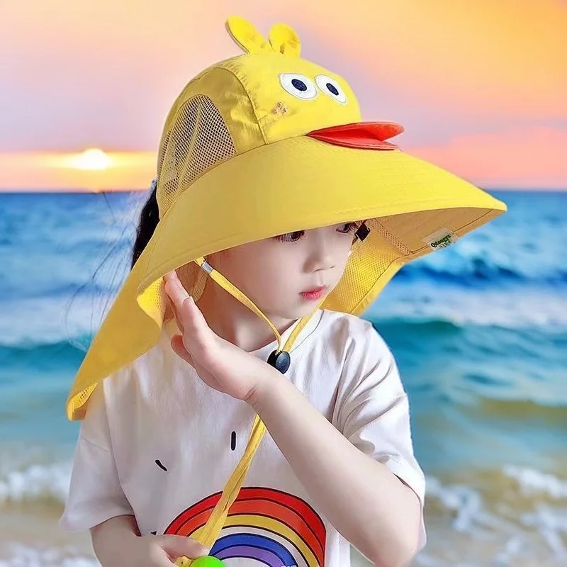 قبعات أطفال الربيع والصيف الأطفال قبعة الحماية من الشمس الأشعة فوق البنفسجية حماية قبعة بحافة الفتيان والفتيات طفل قبعة الشمس الرضع قبعة الشمس 2