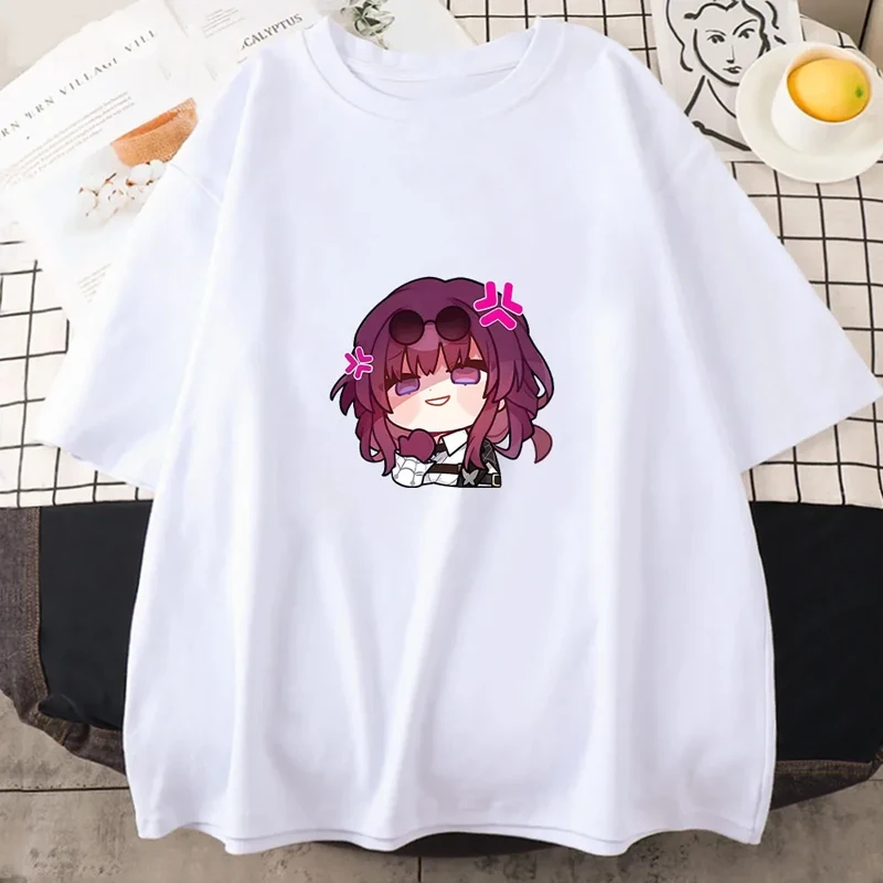 Honkai Star Rail Chibi Kafka T-shirt Women Fashion Hot Game Anime Print Short Sleeve Tee Shirt Kawaii Unisex Clothing Top Y2k