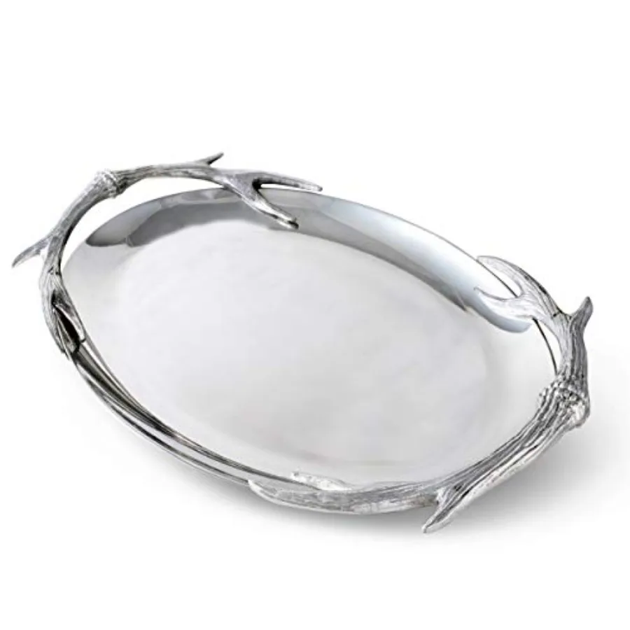 

Designs Aluminum Antler Oval Platter Food Serving Bar Lodge Theme TarnishFree 21 inch x 14.5 inch