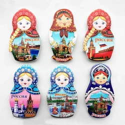 Russian Creative 3D Tourism Commemorative Gift Resin Magnet Matryoshka Doll Pocchr Refrigerator Stickers for Home Decor