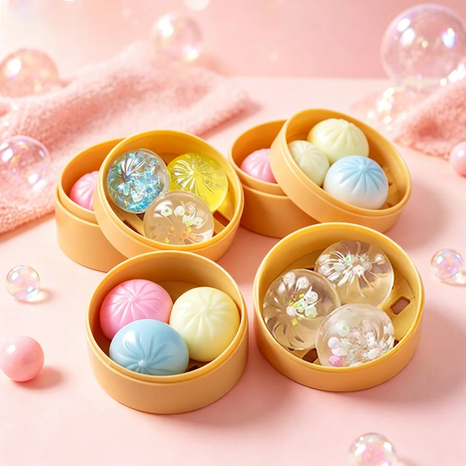 Luminous Glitter Bun Dumpling Squishy Toy Blind Box Slow Rebound Stress Relief Mini Sensory Squeeze Toy with Hidden Style