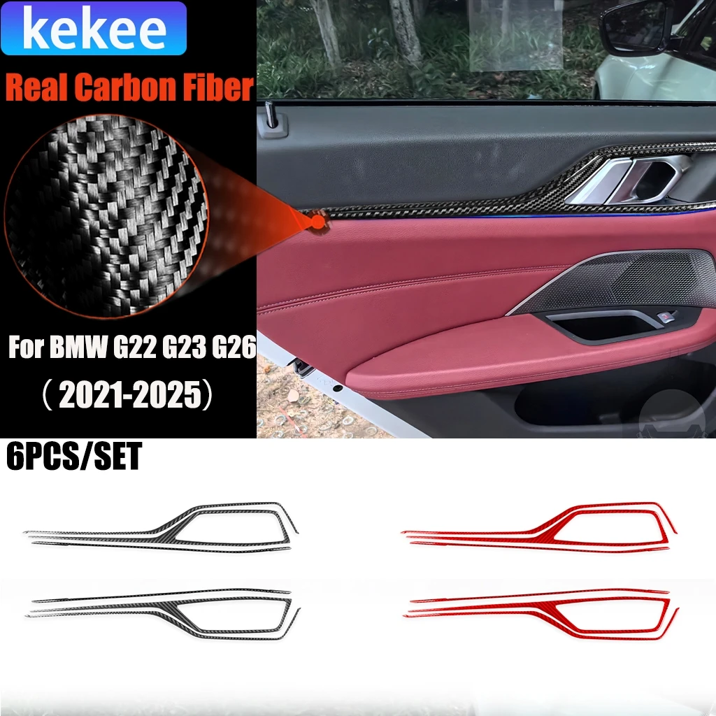 

Carbon Fiber Car Accessories Rear Door Handle Modified Interior Trim Cover Sticker For BMW 4 Series 4 Door G22 G23 G26 2021-2025