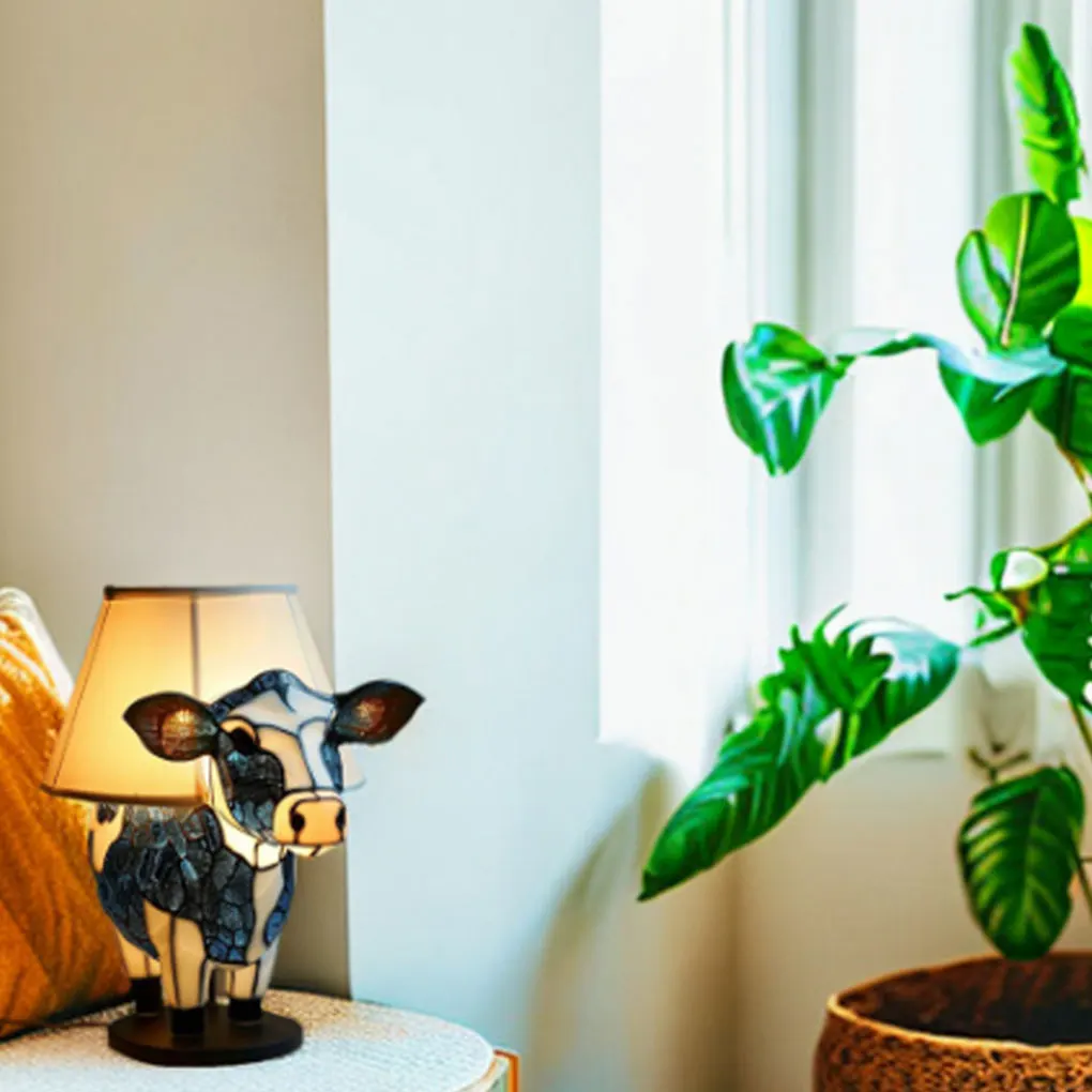 

Bright And Durable Table Lamp Creative Resin Cow Desk Lamp For Any Room Living Rooms Ornaments