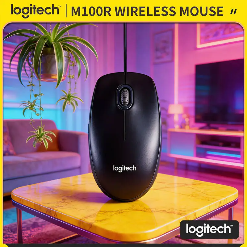 

Оптическая мышь Logitech M100R USB, проводная, 1000 DPI, высокоточная, Plug & Play, кабель 1,8 м, для офиса, дома, школы, компьютера, ноутбука, комплект