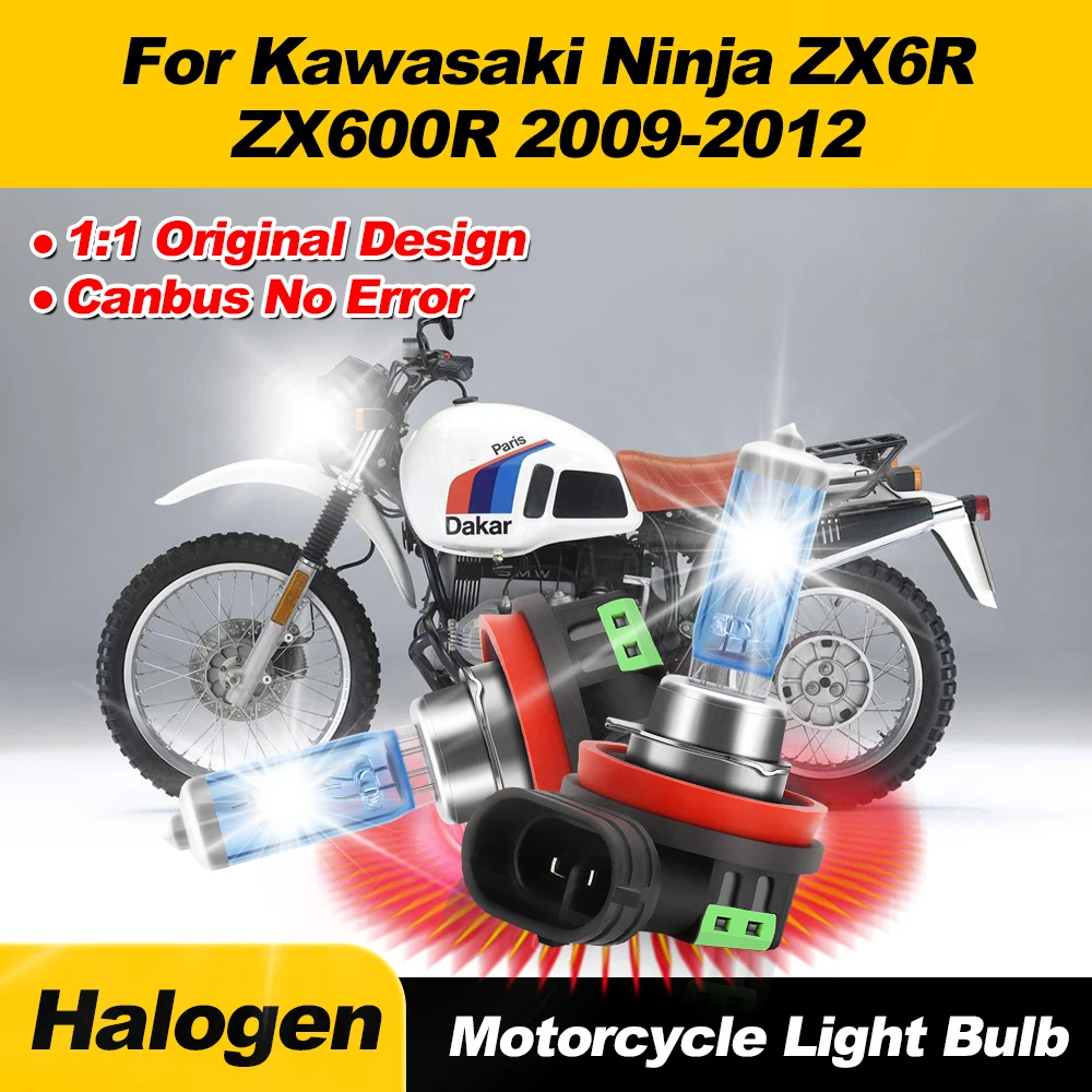 

100W H11 Motorcycle Halogen Headlight 20000LM Super Bright Moto Lights 12V For Kawasaki Ninja ZX6R ZX600R 2009 2010 2011 2012