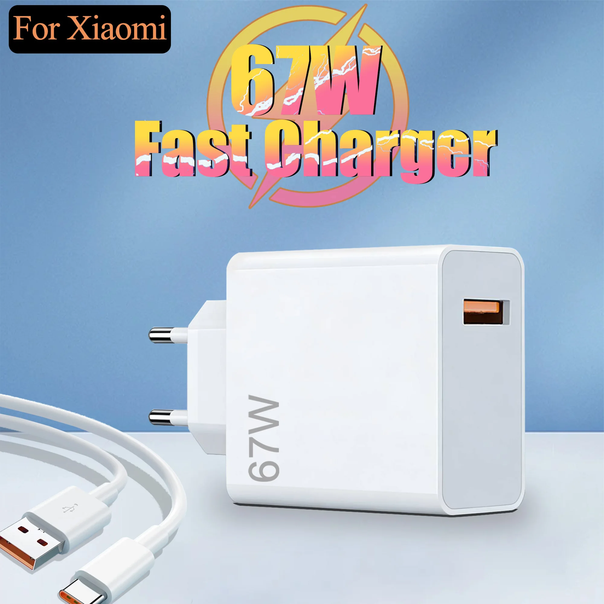 

USB C 67W Fast Charger For Xiaomi 17 15 14 Pro Max Ultra For Poco X7 X6 F8 F7 Pro Ultra Quick Charging Data Cable EU US Plug