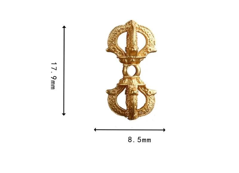 100% 925 Silver Gold-plated Tibetan Dorje Beads Buddhist Vajra Symbol Charm Jewelry Findings