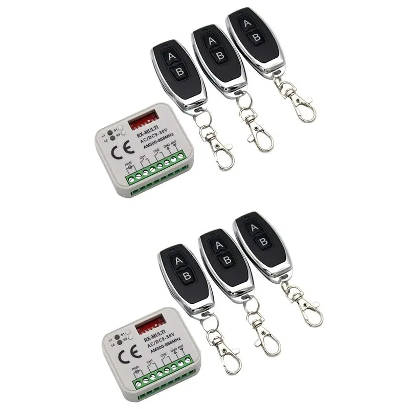 FULL-2X Garage Gate Remote Receiver 433 868Mhz RX MULTI 300-900MHZ AC/DC 9-30V Receiver With Remote Control