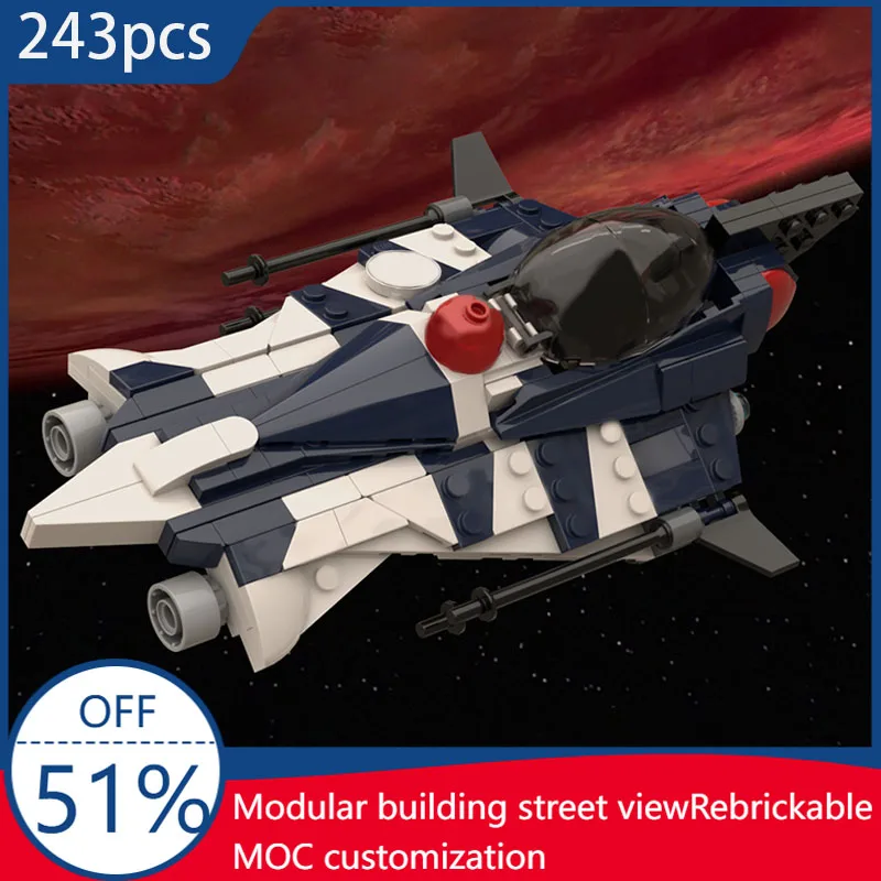 

New 243 PCS MOC Starfighter Azure Angel Model Building Blocks Bricks DIY Creative Assembly Educational Toy For Kids Useful Gift
