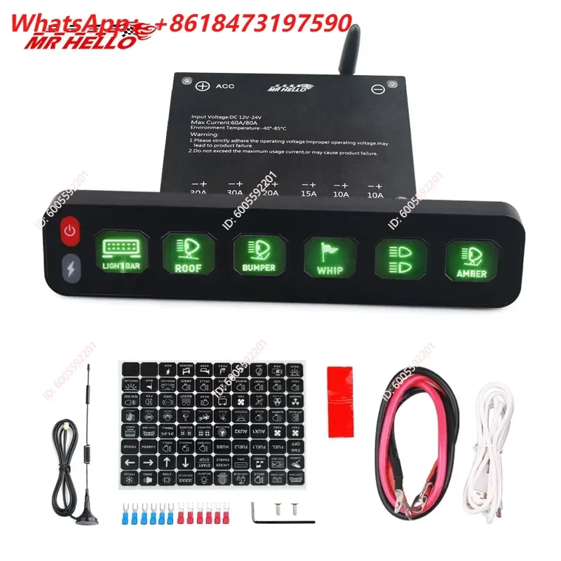 Wireless 6 Way Remote Control Car Spotlight Switch High Power LED Controller for Off Road Vehicle Retrofit