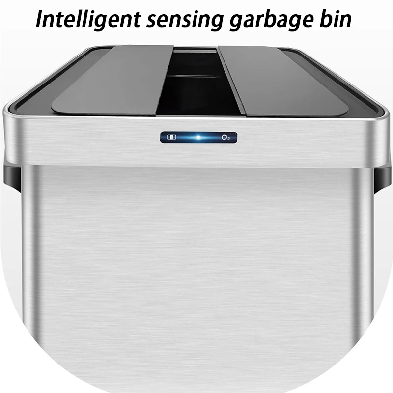 Intelligent Sensing Garbage Bin Double Door Sliding Cover Trash Can Automatic Sensor Luxury Living Room Office Garbage Can