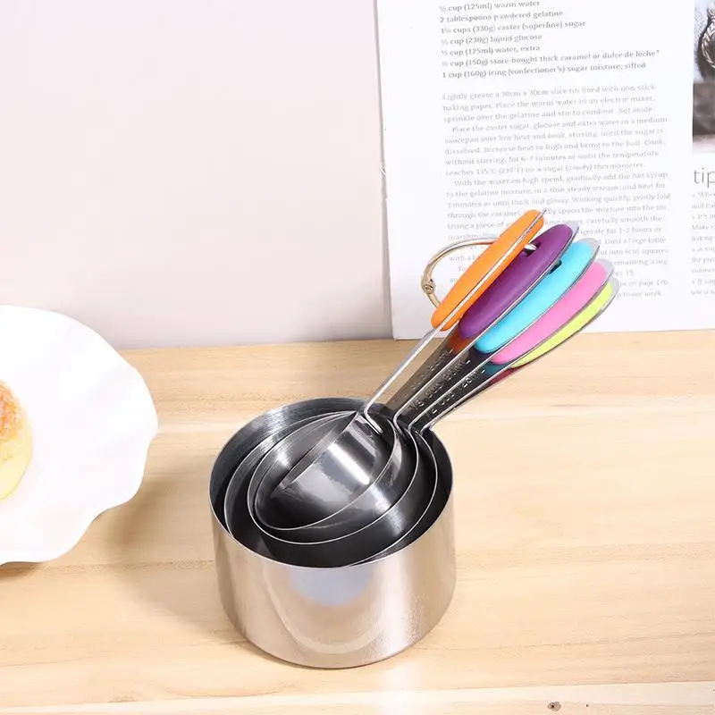 5Pcs Stainless Steel Measuring Set Stackable Measuring Cups Set For Kitchen Tea Coffee Baking Measuring Tool