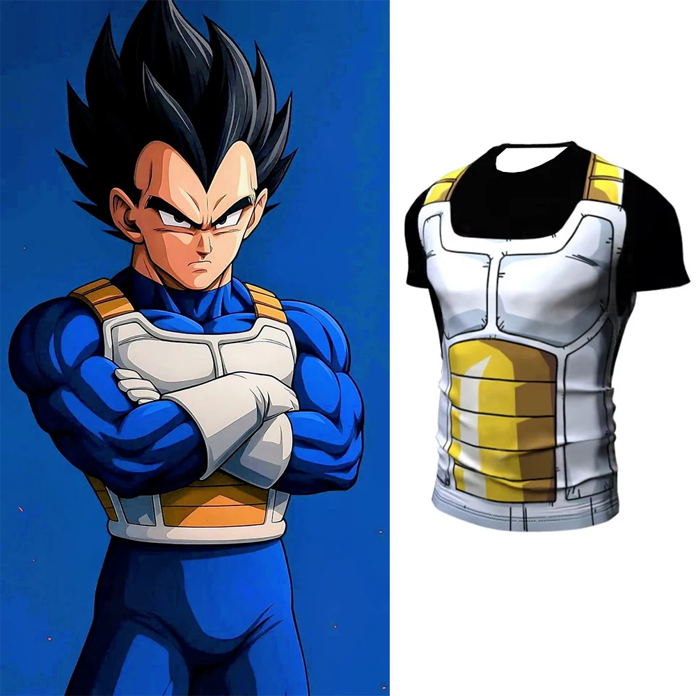 T-shirt à manches courtes d'été avec motif de combat Saiyan d'anime, vêtement unisexe pour cosplay, pour adultes et enfants, tenue de loisirs quotidienne.