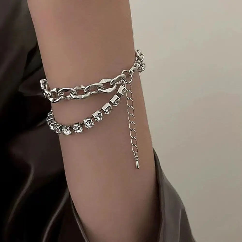 

Exquisite Double Layer Bracelet Zircon Adjustable Hand Chain Fashion Jewelry Wrist Ornament