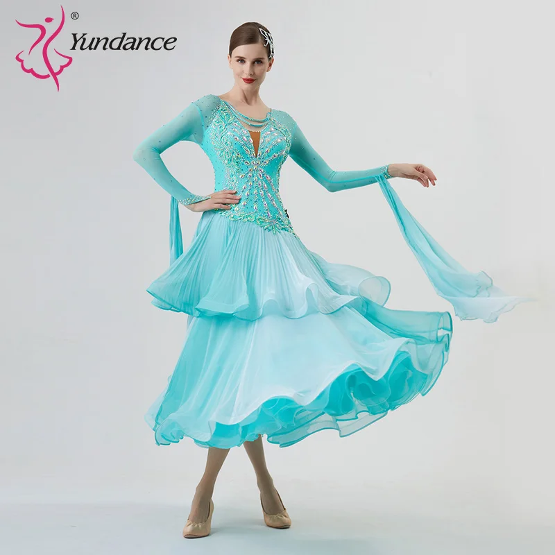 B-22219 فستان رقص قاعة الرقص الدولي الجديد عالي الجودة من الحرير اللؤلؤي للبيع