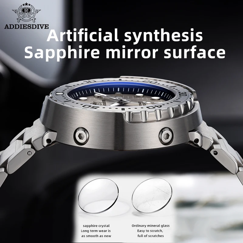 ADDIESDIVE Classic Men Watch Sapphire Glass BGW9 Luminous 300m Waterproof Stainless Steel Calendar Automatic Tuna Diving Watch