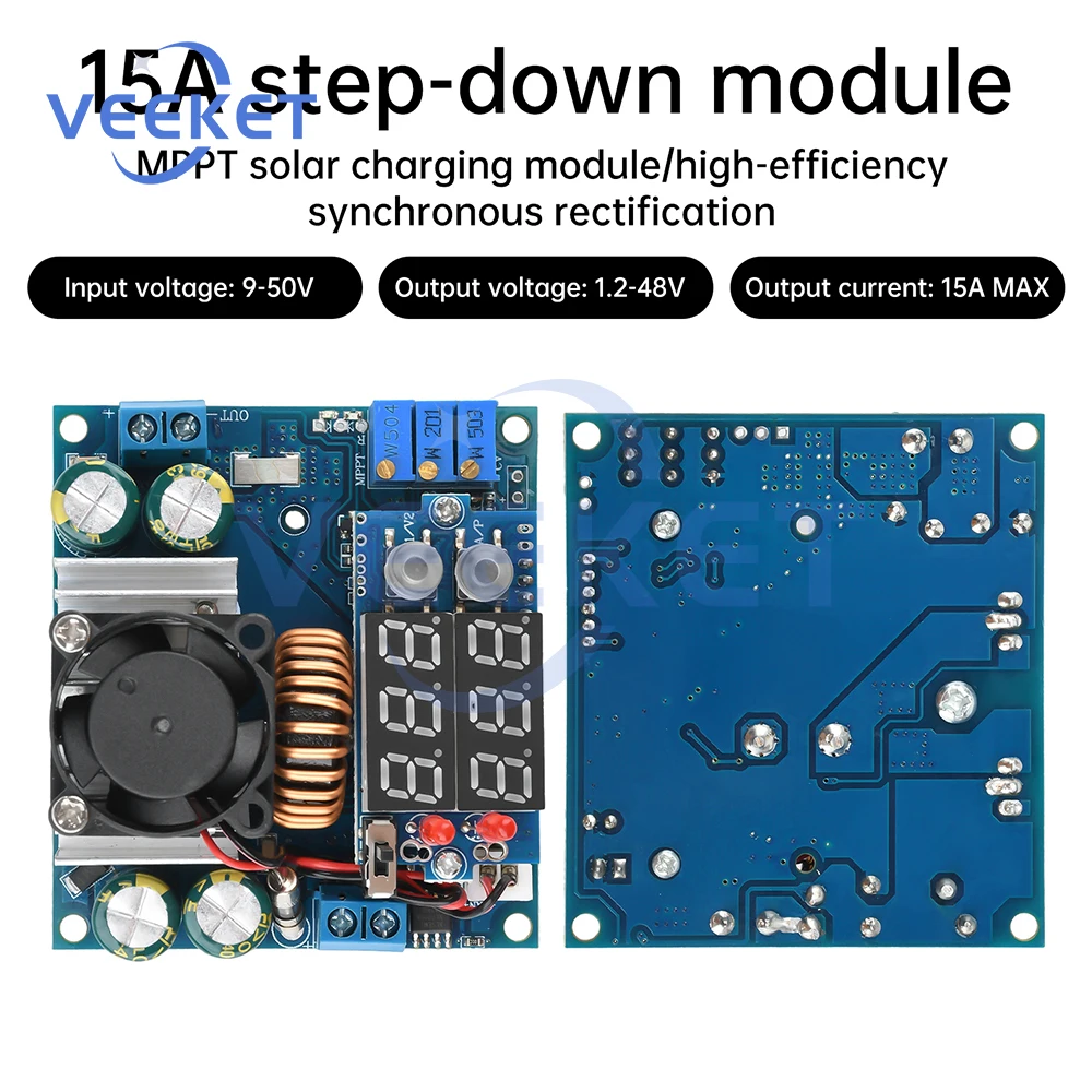 

DC 9-50V 15A Adjustable Step-Down Module Solar MPPT Voltage Reduction Charging Module Constant Voltage Constant Current