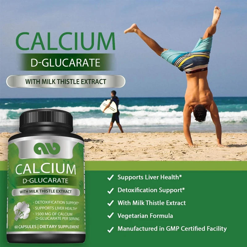 High quality calcium gluconate supplements for liver support and detoxification -500mg per serving -60 capsules