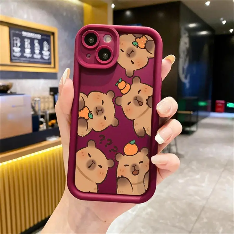 Cartoon Cute Capybara Phone Case for iPhone 11 12 Pro Max 13 Plus 12 11 Pro 13 Mini XS Max X XR 7 8 Plus Soft TPU