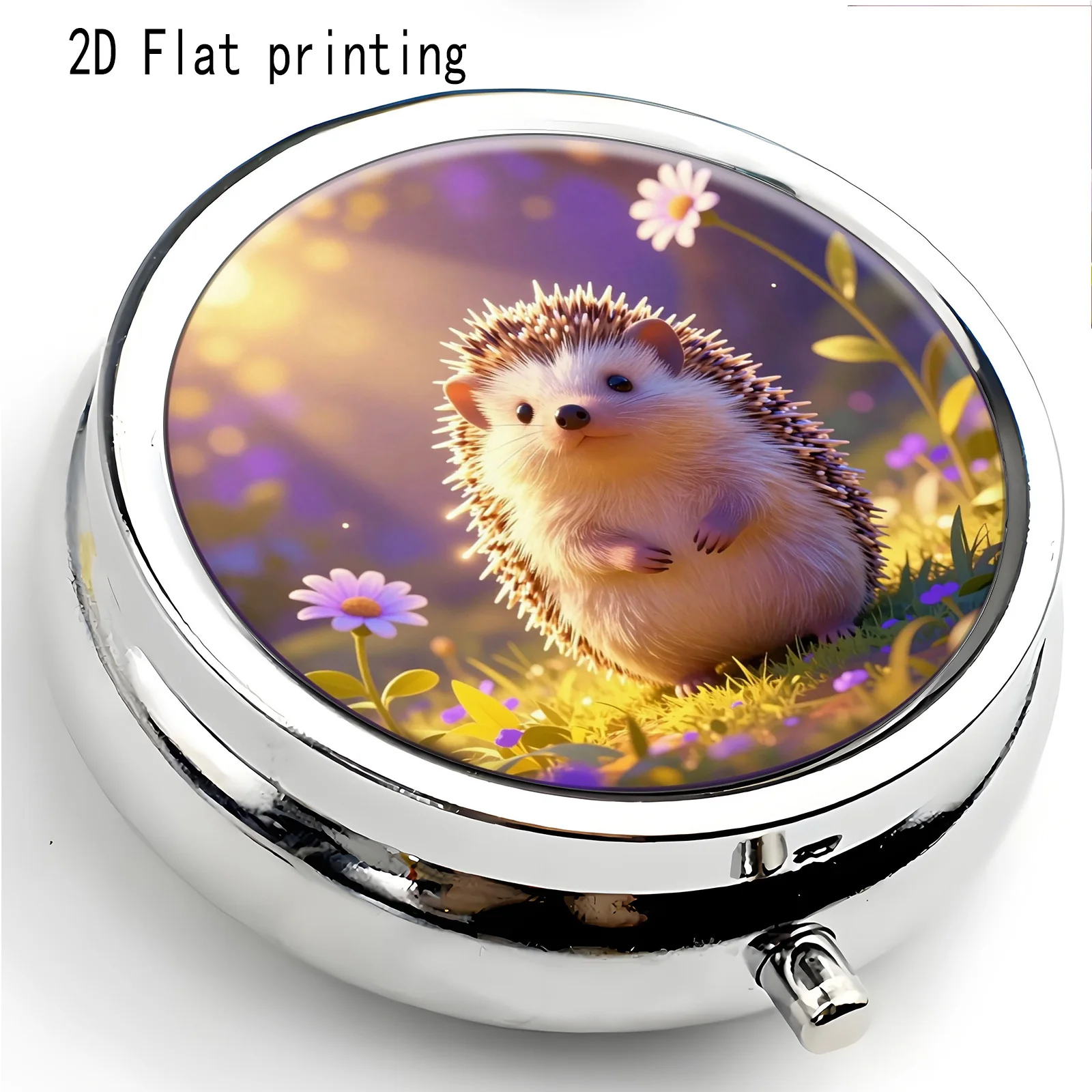 1Pc, Plane, Hedgehog-Shaped, Circular, Three-Compartment Box, Portable Medicine Storage, Simple and Elegant, Can Compactlly Store Daily Vitamins and Supplements