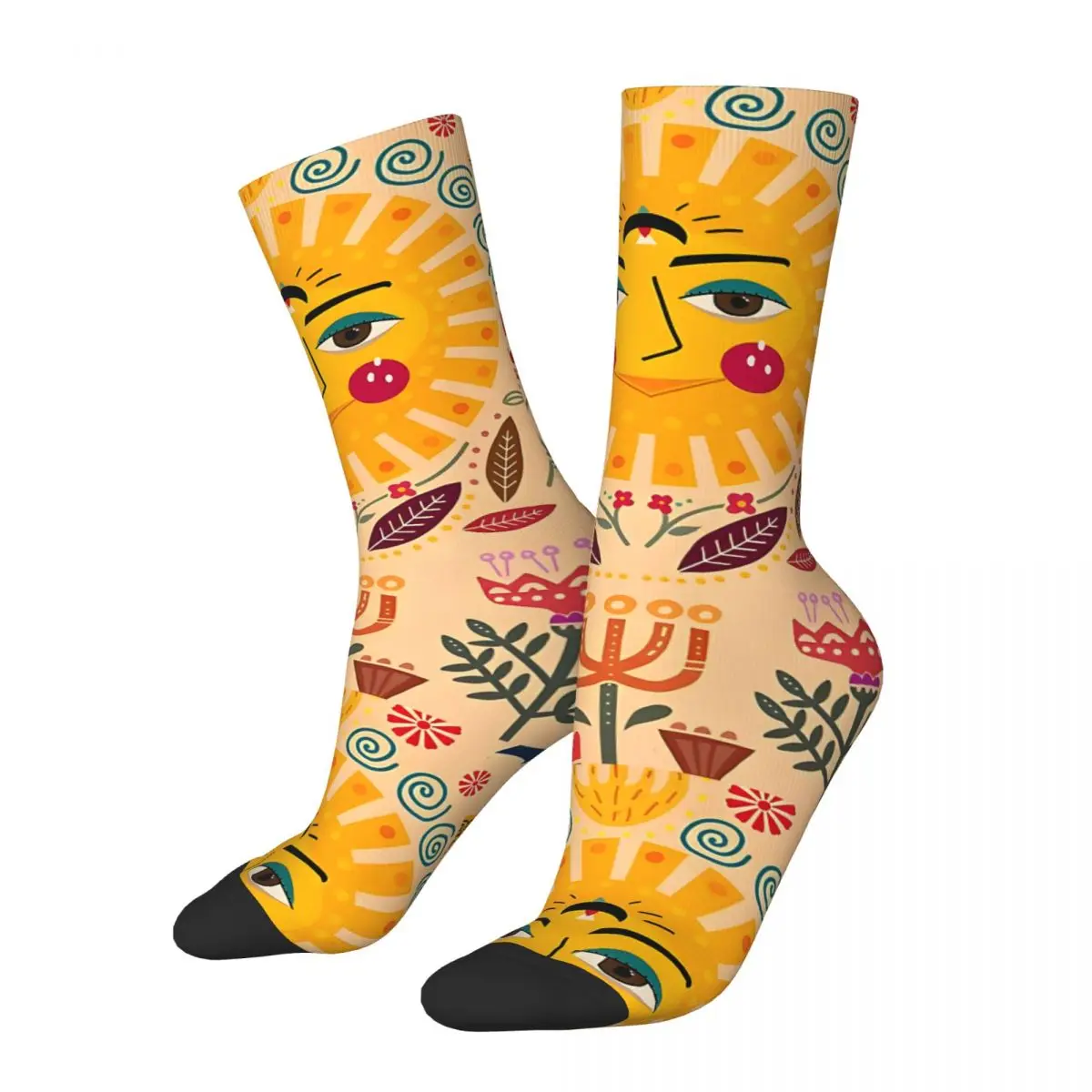 Crazy compression Folk Art Inspired Sock for Men Harajuku Quality Pattern Crew Sock Casual